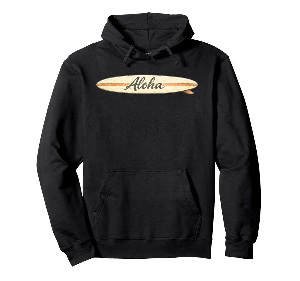 Aloha Surfboard Hawaii Surfing Beach Script Hoodie - Trendy Graphic Unisex - T-Shirt, Sweatshirt, Hoodie