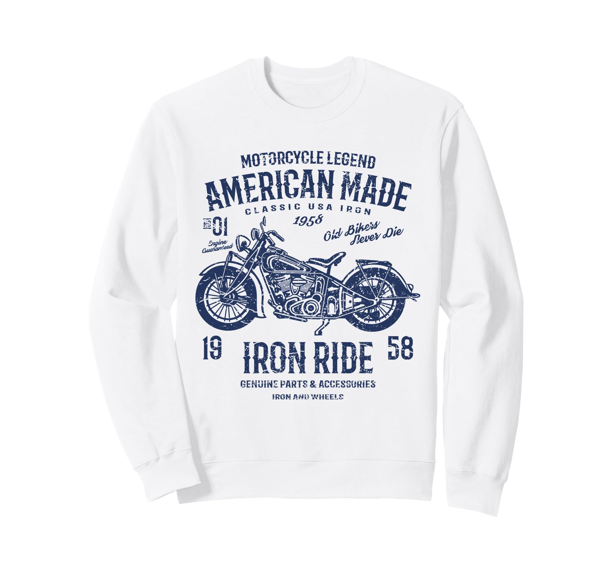American Motorcycle Distressed Sweatshirt - Streetwear Style Unisex - T-Shirt, Sweatshirt, Hoodie