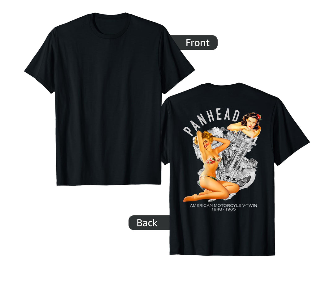 Hd Panhead Pinup V Twin Engine T-Shirt - Custom Art Print Unisex - T-Shirt, Sweatshirt, Hoodie