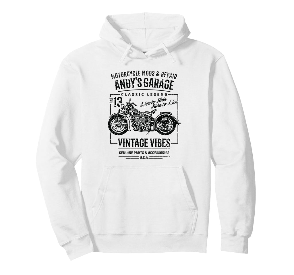 Andys Garage Motorcycle Name Andy Hoodie - Minimalist Print Unisex - T-Shirt, Sweatshirt, Hoodie