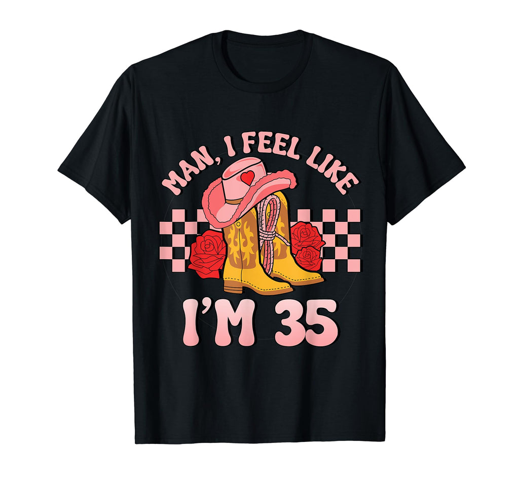 Groovy Western Rodeo 35Th Birthday I T-Shirt - Aesthetic Graphic Men Women - T-Shirt, Sweatshirt, Hoodie