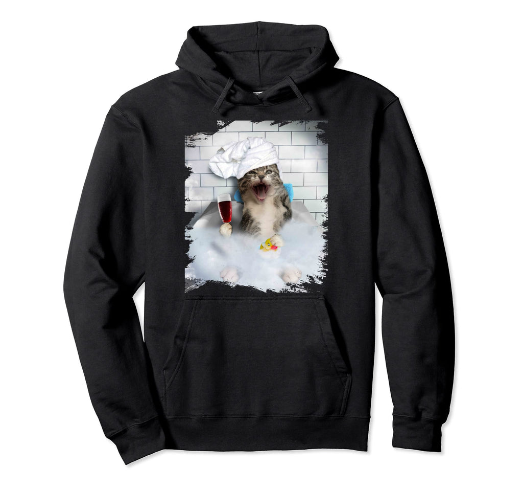 Cat Cats Kitty Bathing Bathtub Hoodie - Casual Everyday Wear for Adults - T-Shirt, Sweatshirt, Hoodie