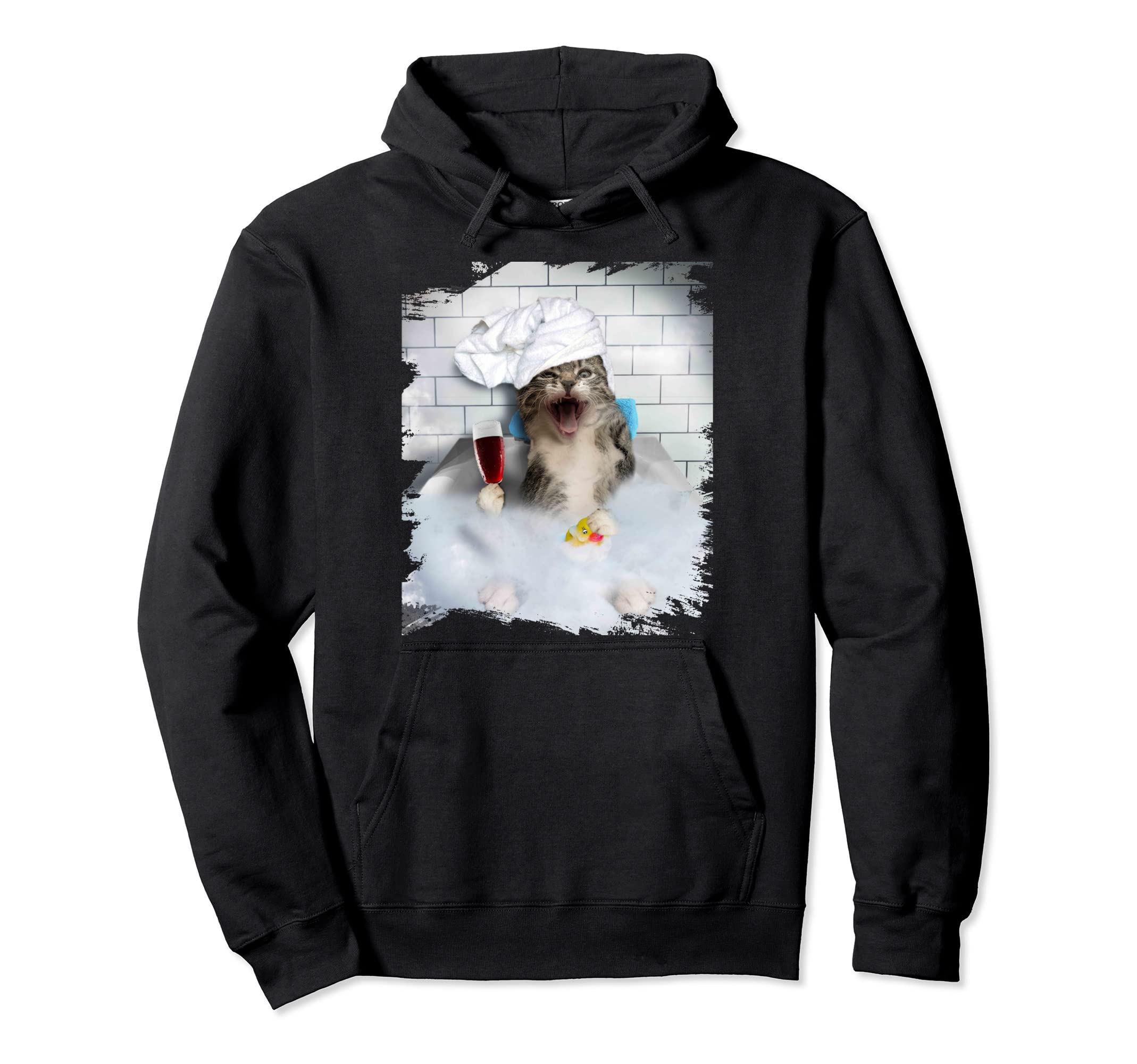 Cat Cats Kitty Bathing Bathtub Hoodie - Casual Everyday Wear for Adults - T-Shirt, Sweatshirt, Hoodie