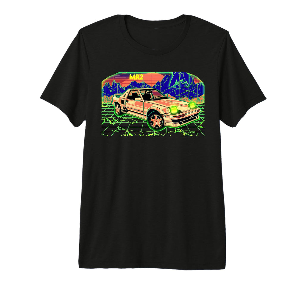 Mr2 Synthwave Landscape Glowing T-Shirt - Casual Everyday Wear Men Women - T-Shirt, Sweatshirt, Hoodie