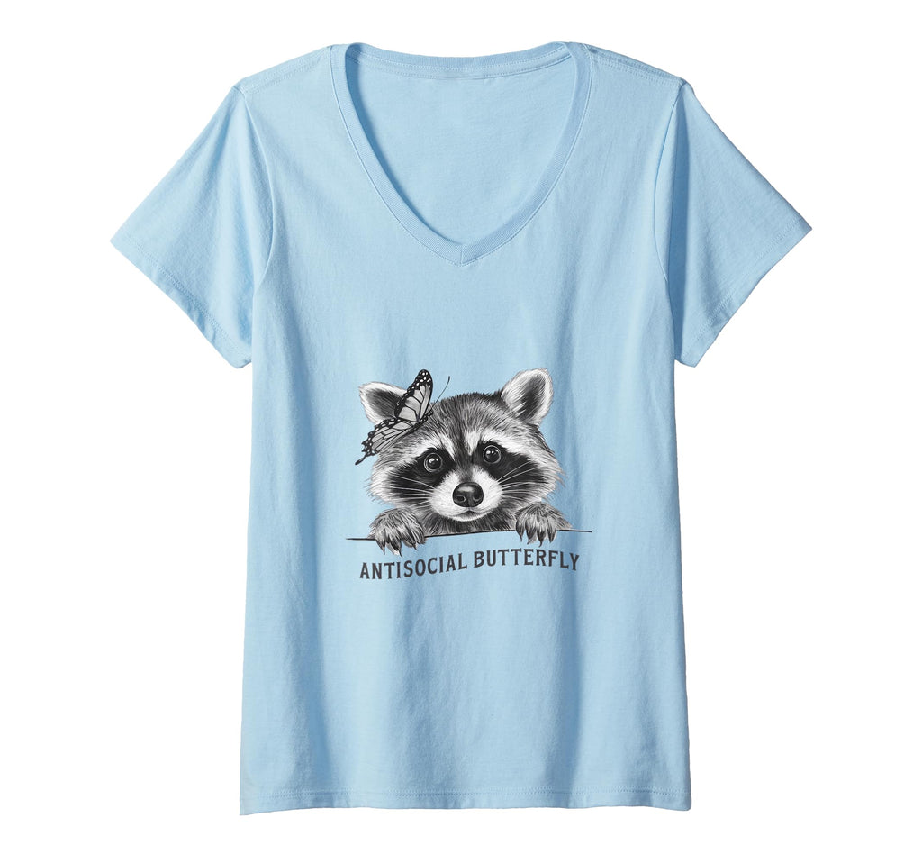 Womens Antisocial Butterfly Raccoon And T-Shirt - Unique Graphic Unisex - T-Shirt, Sweatshirt, Hoodie