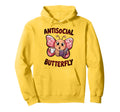 Groovy Anti Social Butterfly Ironic Funny Hoodie - Minimalist Print Unisex - T-Shirt, Sweatshirt, Hoodie