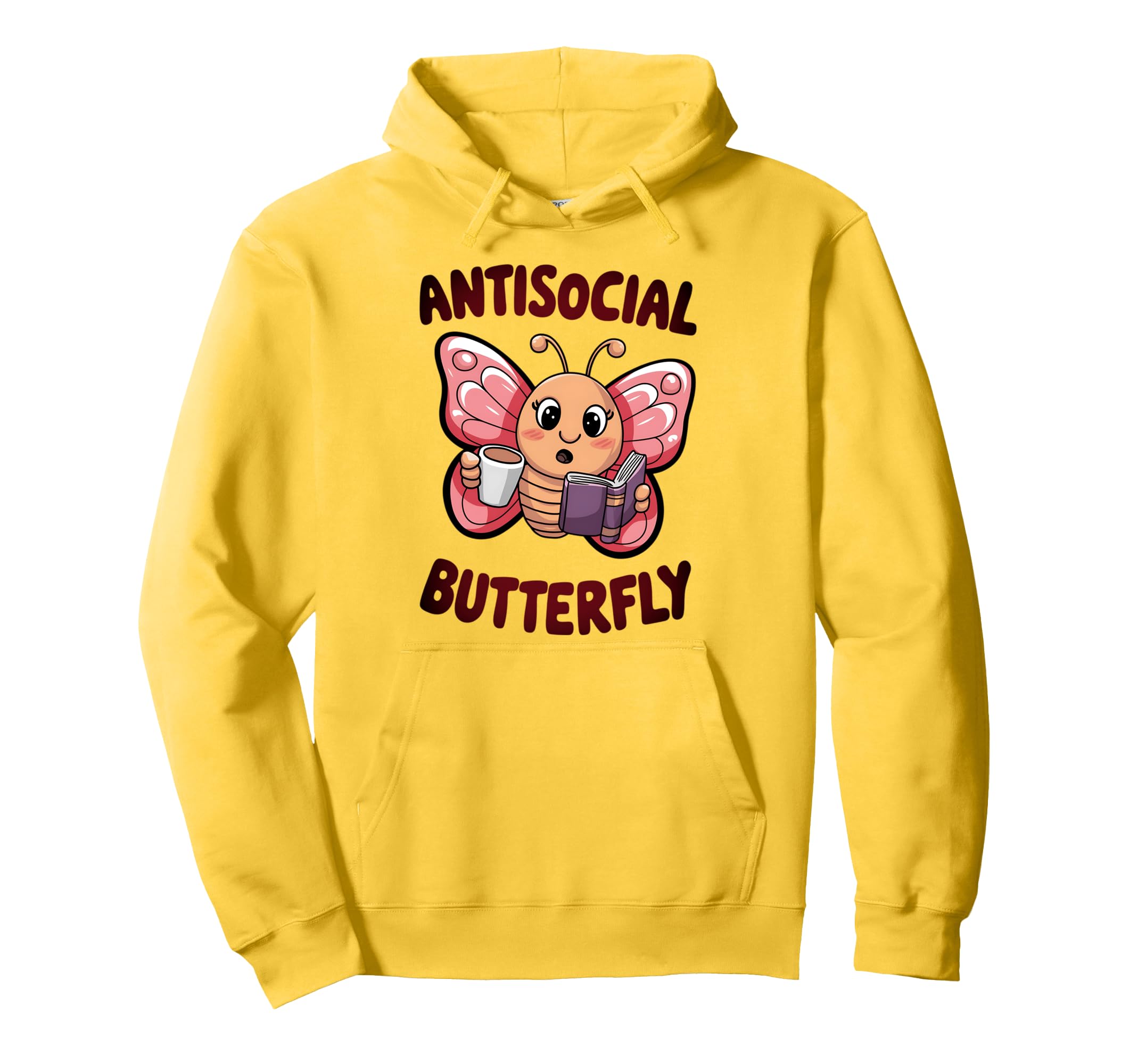 Groovy Anti Social Butterfly Ironic Funny Hoodie - Minimalist Print Unisex - T-Shirt, Sweatshirt, Hoodie
