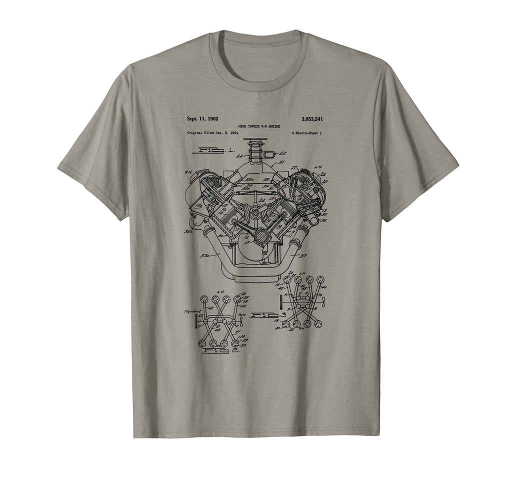 Engine Block Blueprint Diagram Mens T-Shirt - Streetwear Style Men Women - T-Shirt, Sweatshirt, Hoodie