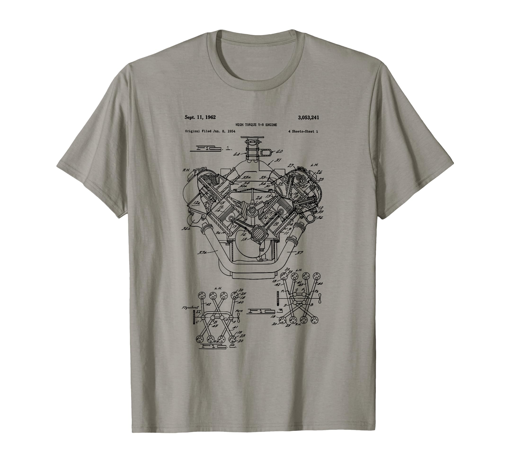 Engine Block Blueprint Diagram Mens T-Shirt - Streetwear Style Men Women - T-Shirt, Sweatshirt, Hoodie