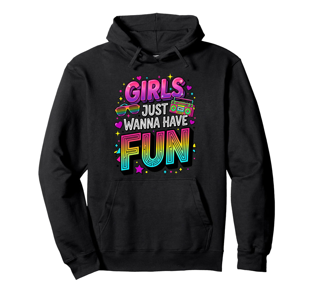 80S Typography Gradient Just Wanna Hoodie - Fun Novelty Design for Adults - T-Shirt, Sweatshirt, Hoodie