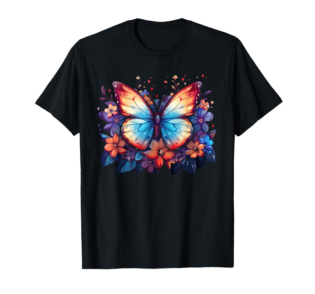 Butterfly Flowers T-Shirt - Novelty Apparel Unisex - T-Shirt, Sweatshirt, Hoodie