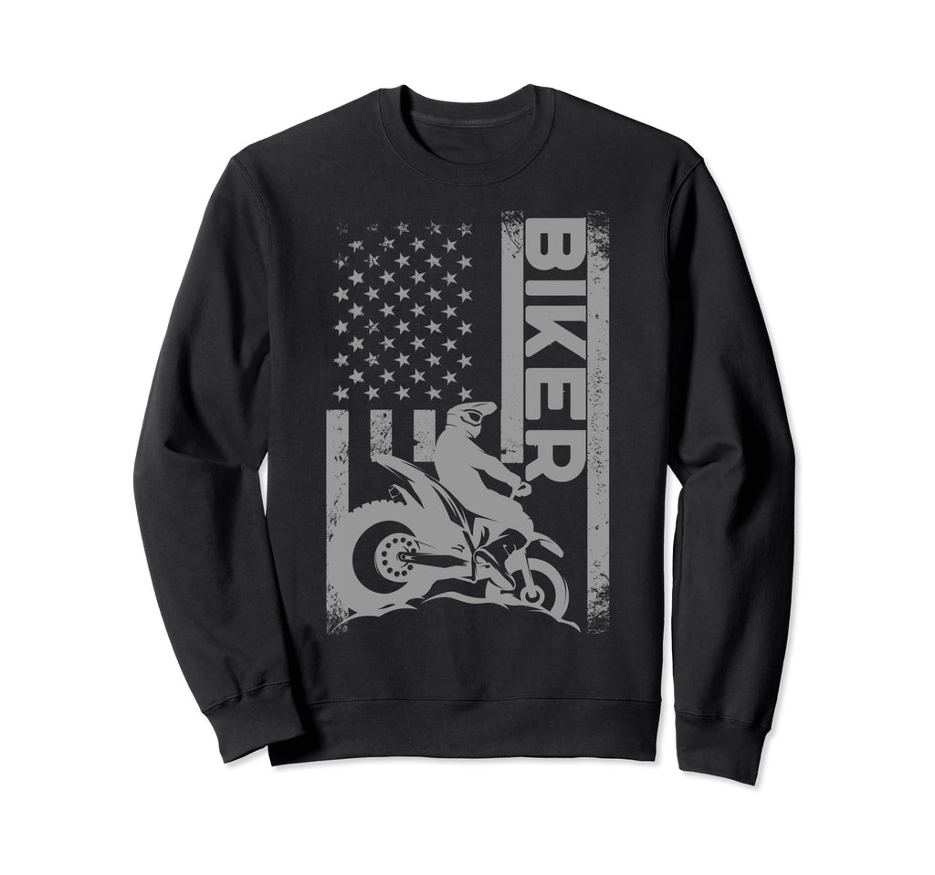 Biker Motorcycle Usa Flag Motocross Sweatshirt - Streetwear Style Unisex - T-Shirt, Sweatshirt, Hoodie