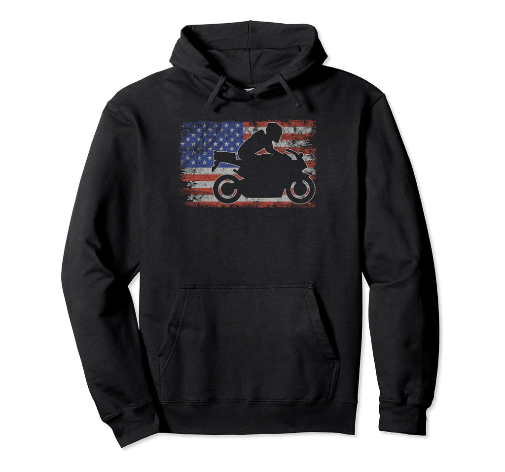 Motorcycle Usa Flag Biker 4Th July Hoodie - Aesthetic Graphic Men Women - T-Shirt, Sweatshirt, Hoodie