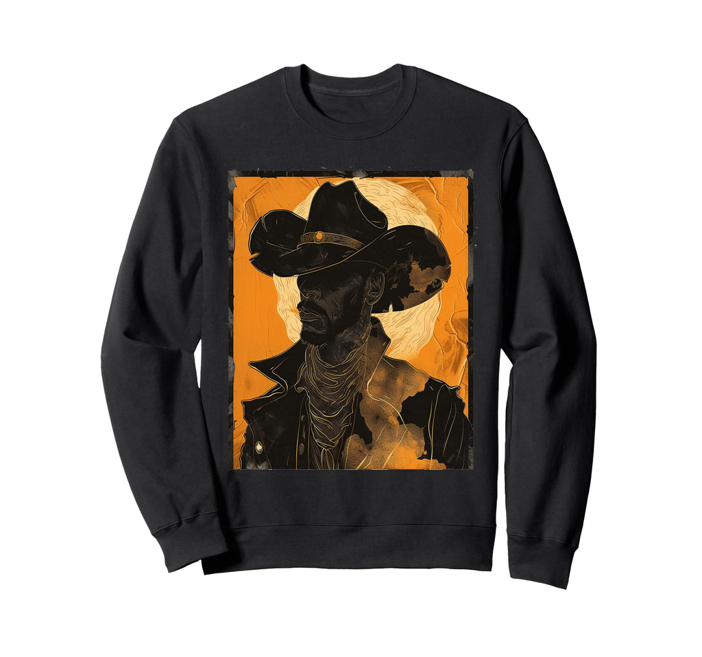 Young Black Western Cowboy Wearing Sweatshirt - Aesthetic Graphic Unisex - T-Shirt, Sweatshirt, Hoodie