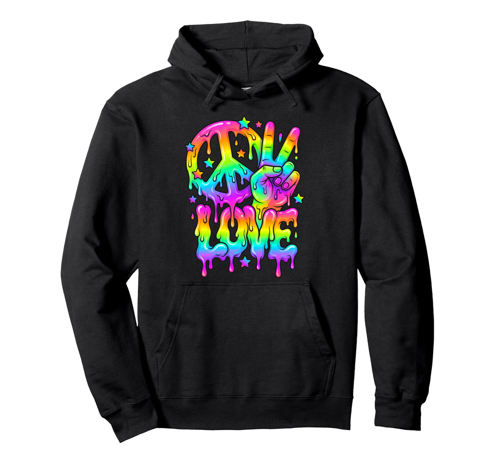 Love Peace Sign Dripping Hippie Hoodie - Casual Everyday Wear Unisex - T-Shirt, Sweatshirt, Hoodie
