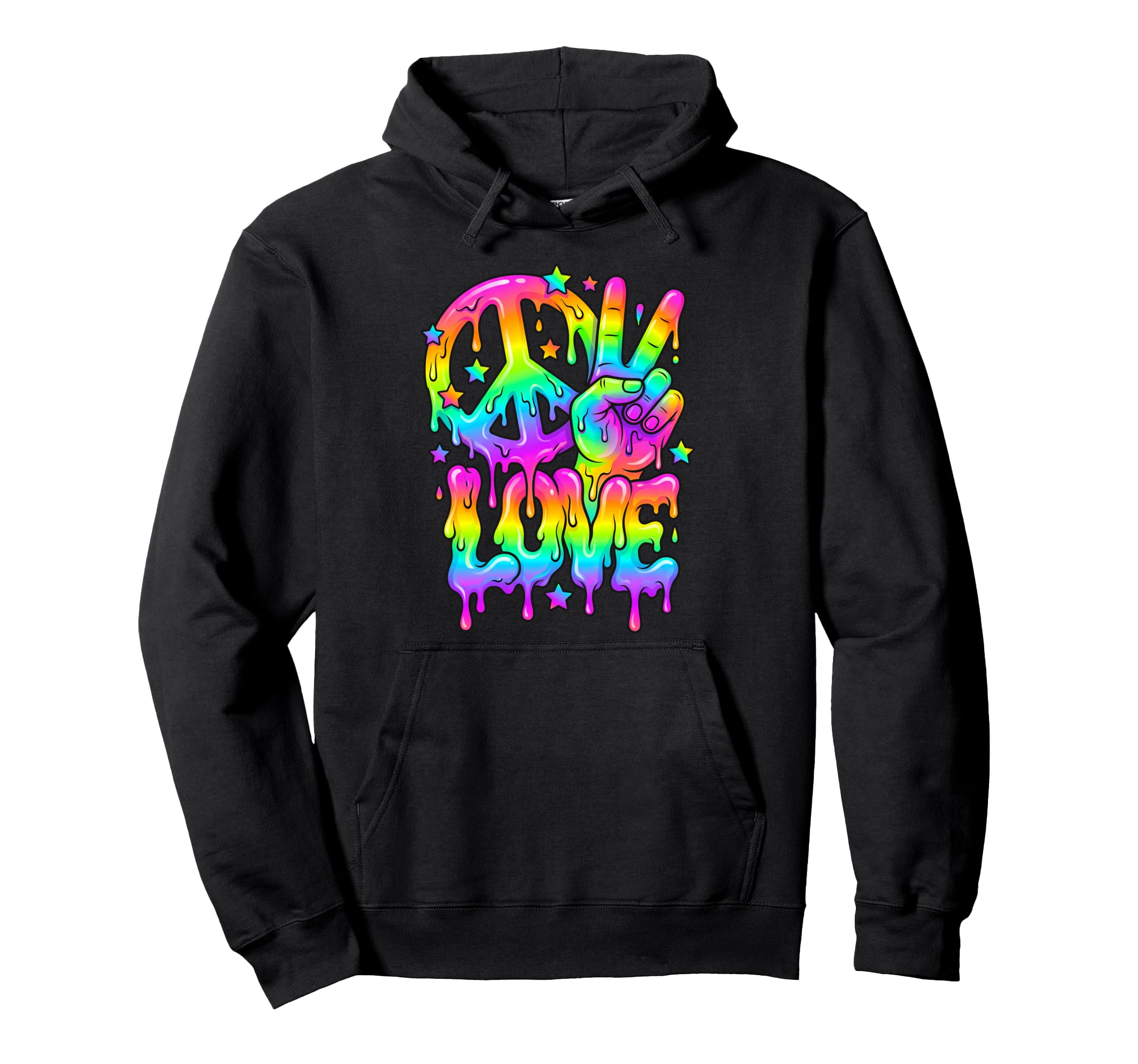 Love Peace Sign Dripping Hippie Hoodie - Casual Everyday Wear Unisex - T-Shirt, Sweatshirt, Hoodie