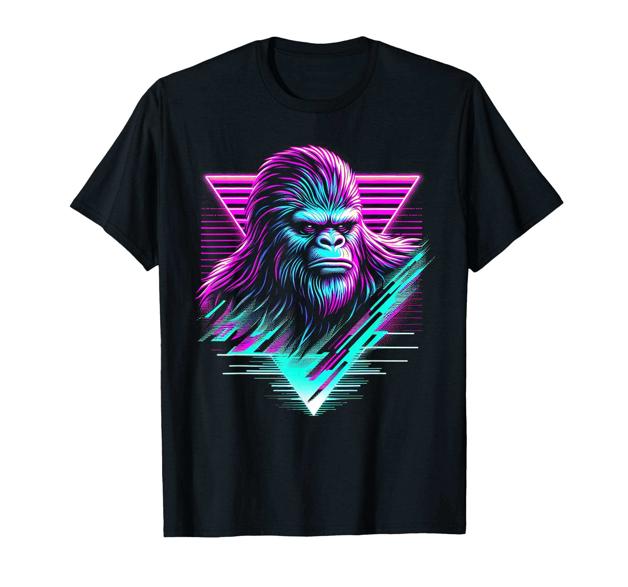 Synthwave Bigfoot 80S Aesthetic Cryptid T-Shirt - Graphic Print Men Women - T-Shirt, Sweatshirt, Hoodie