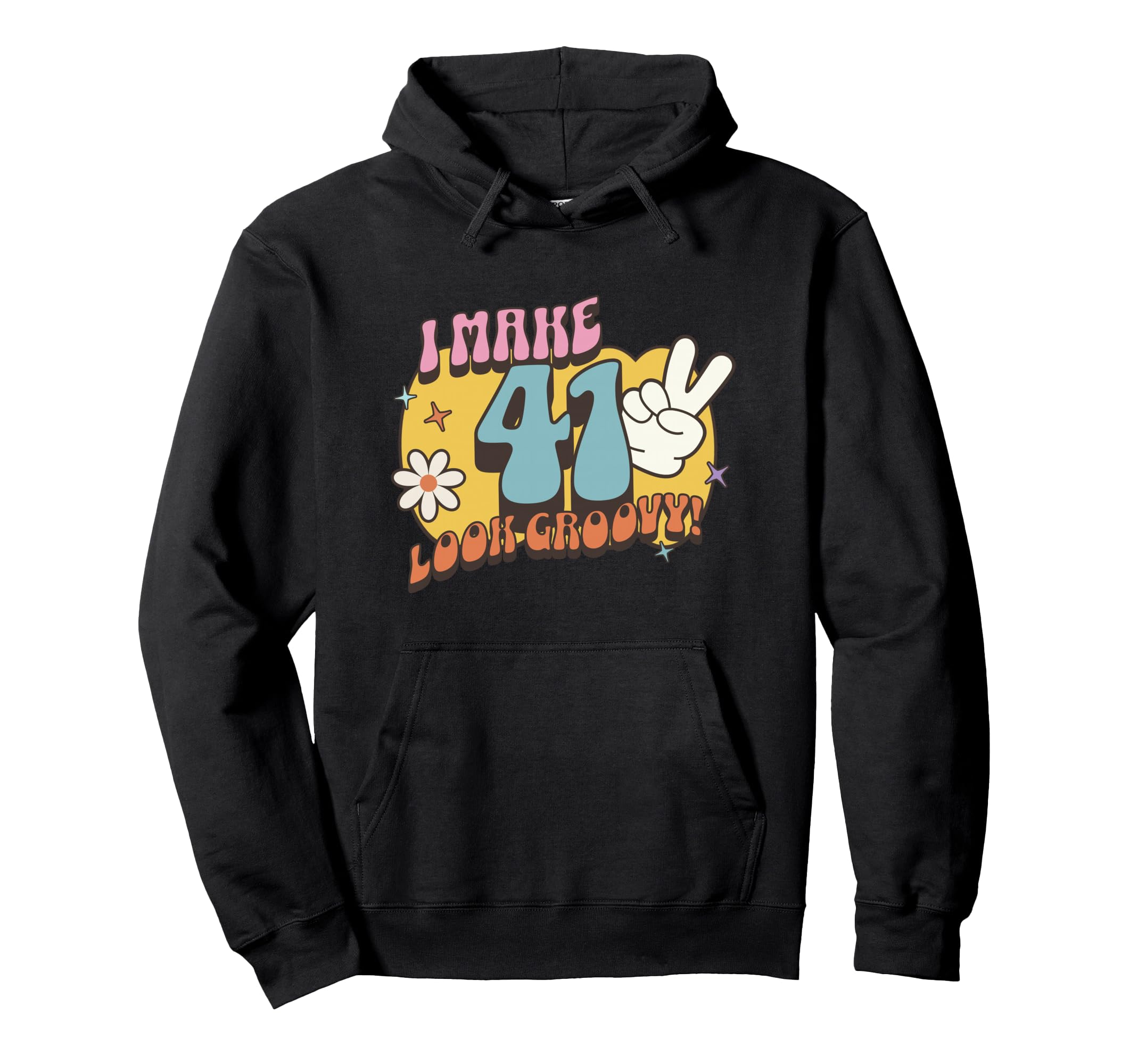 41St Groovy Birthday Nostalgic Hippie Hoodie - Custom Art Print for Adults - T-Shirt, Sweatshirt, Hoodie
