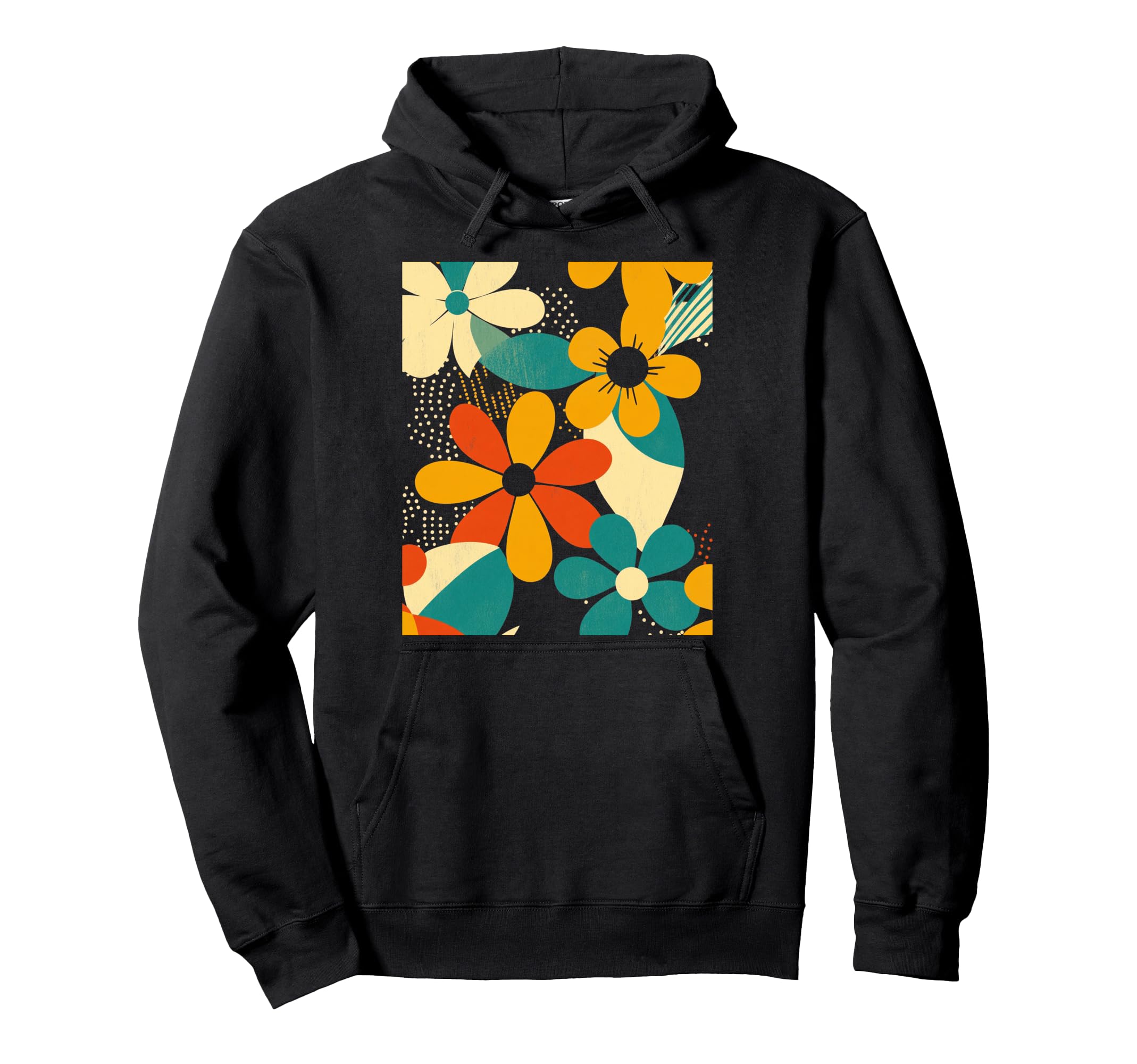 Bold Floral Pattern Nostalgic Hoodie - Unique Graphic Men Women - T-Shirt, Sweatshirt, Hoodie