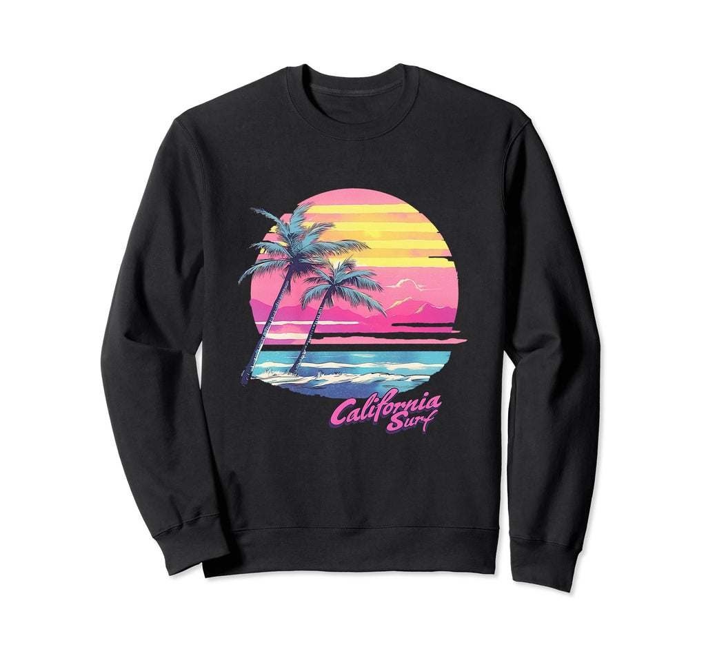 California Surf 80S Synthwave Sweatshirt - Novelty Apparel for Adults - T-Shirt, Sweatshirt, Hoodie