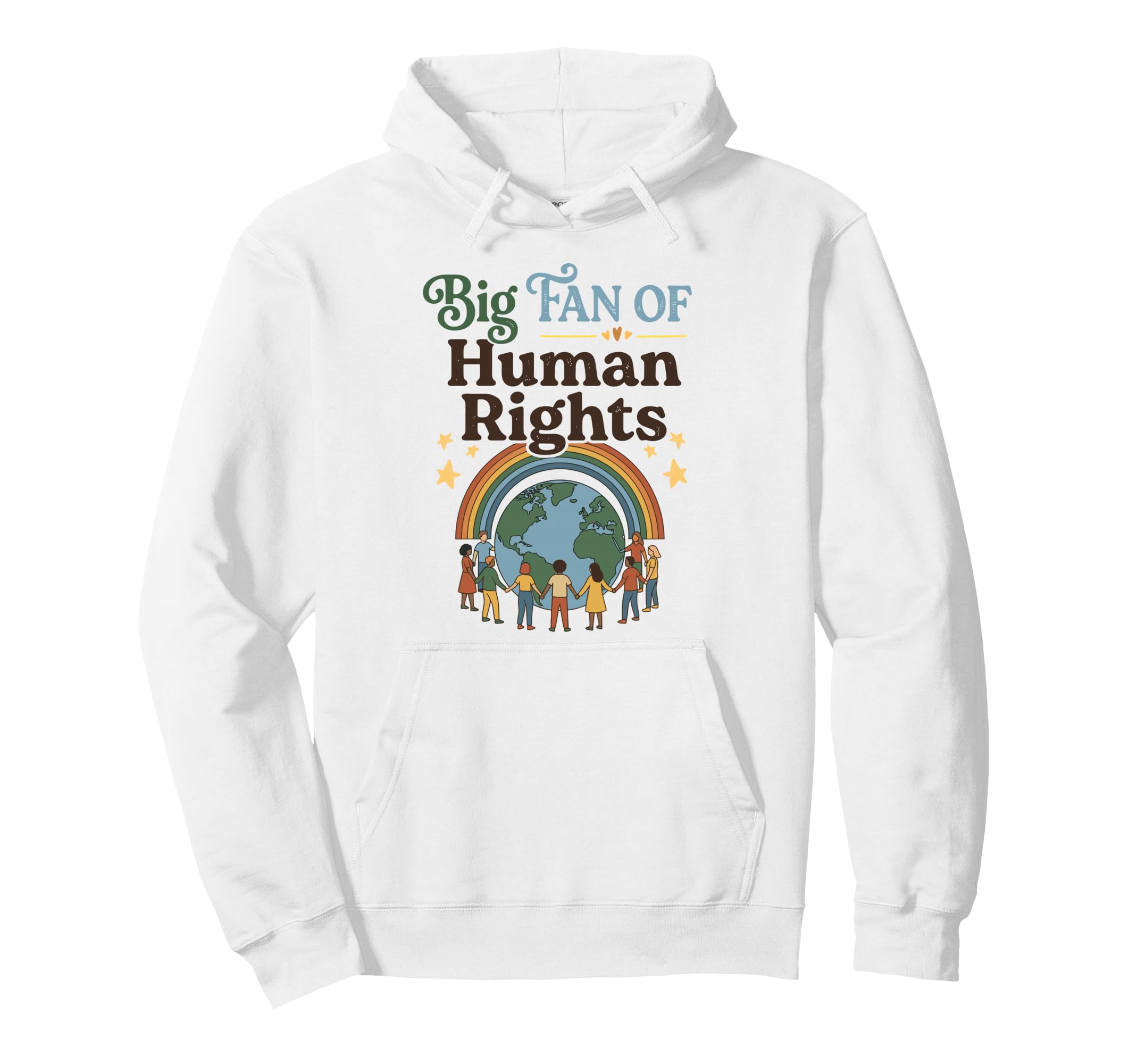 Big Fan Human Rights Groovy 70S Floral Hoodie - Custom Art Print for Adults - T-Shirt, Sweatshirt, Hoodie