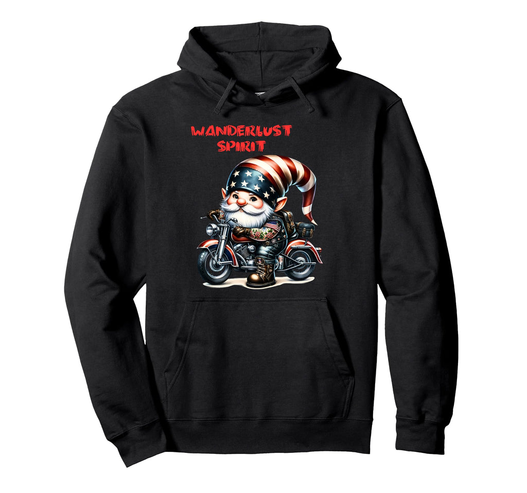 American Patriotic Biker Gnomes Hoodie - Custom Art Print for Adults - T-Shirt, Sweatshirt, Hoodie