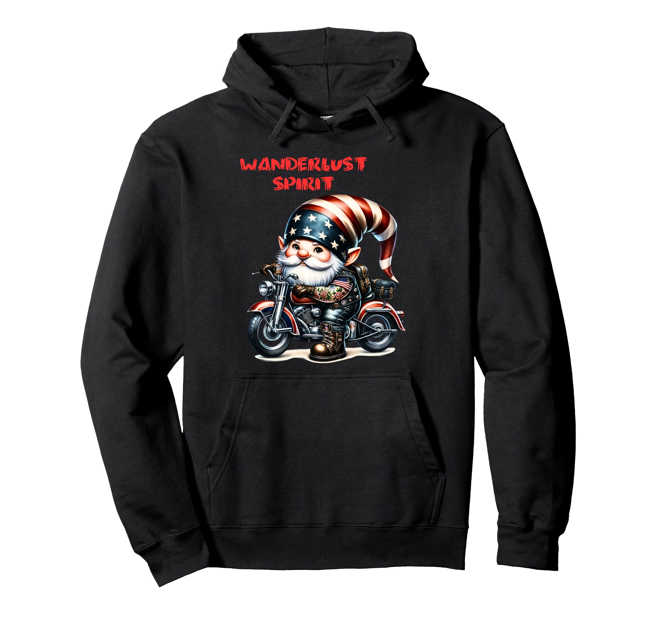 American Patriotic Biker Gnomes Hoodie - Custom Art Print for Adults - T-Shirt, Sweatshirt, Hoodie