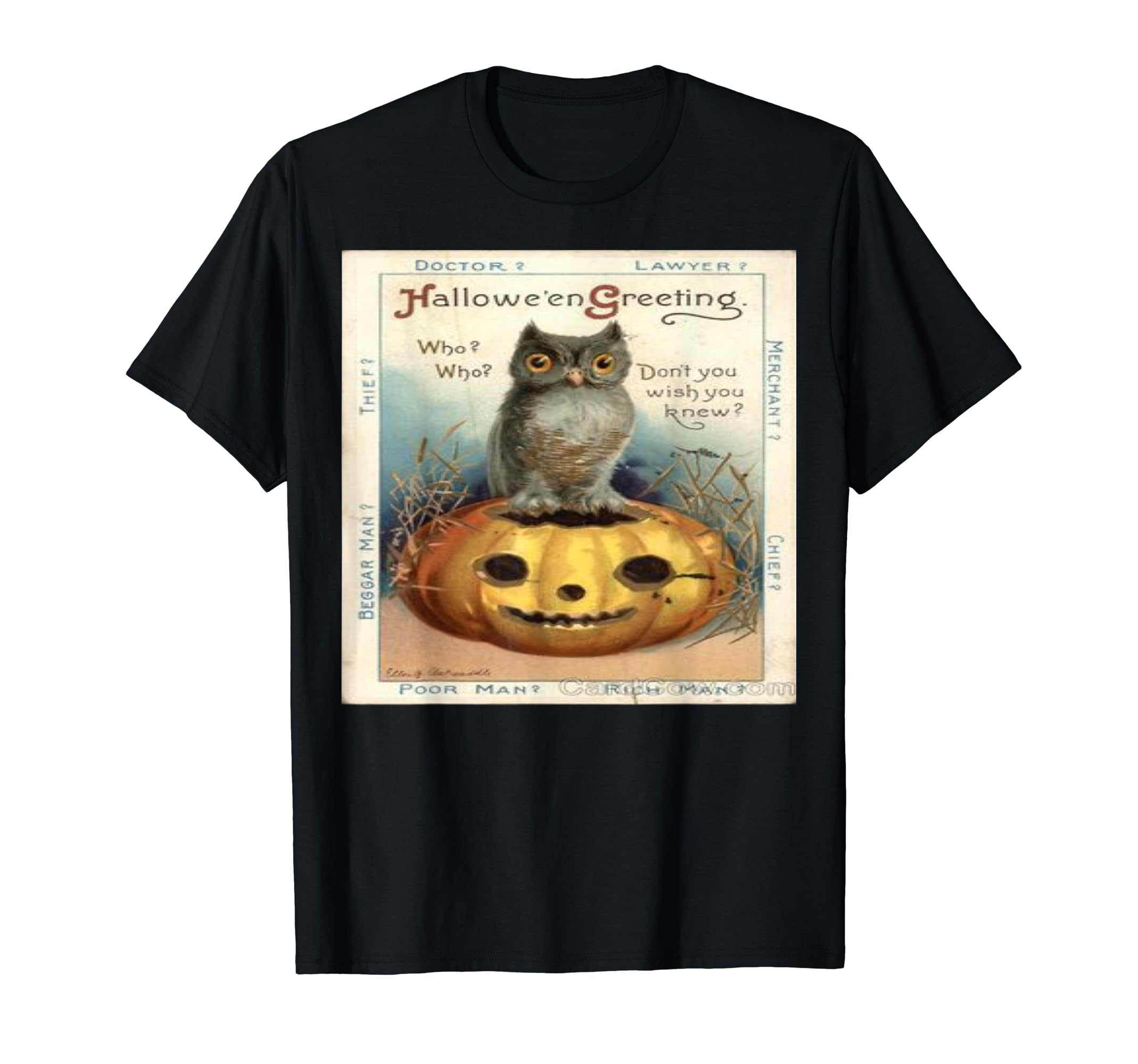 Halloween Pumpkin Cat Postcard T-Shirt - Novelty Apparel Men Women - T-Shirt, Sweatshirt, Hoodie