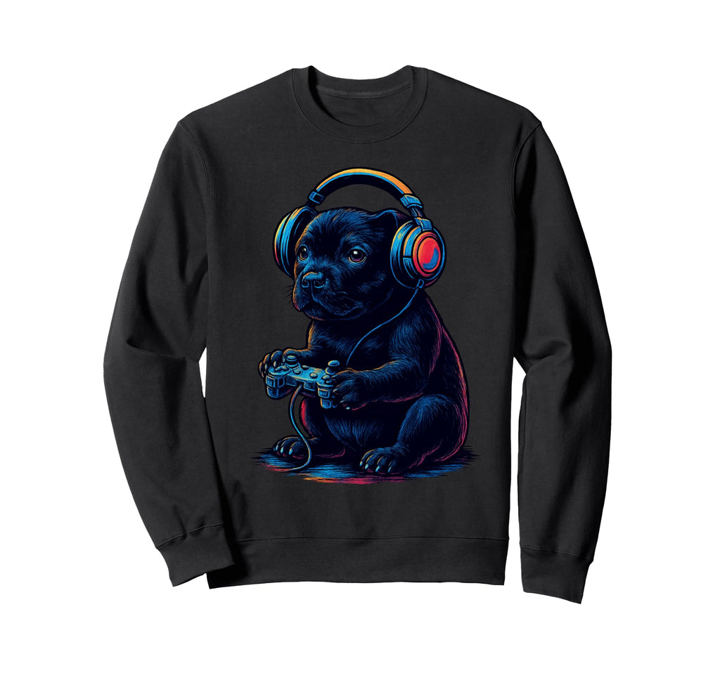 Staffordshire Bull Terrier Gamer Sweatshirt - Aesthetic Graphic for Adults - T-Shirt, Sweatshirt, Hoodie