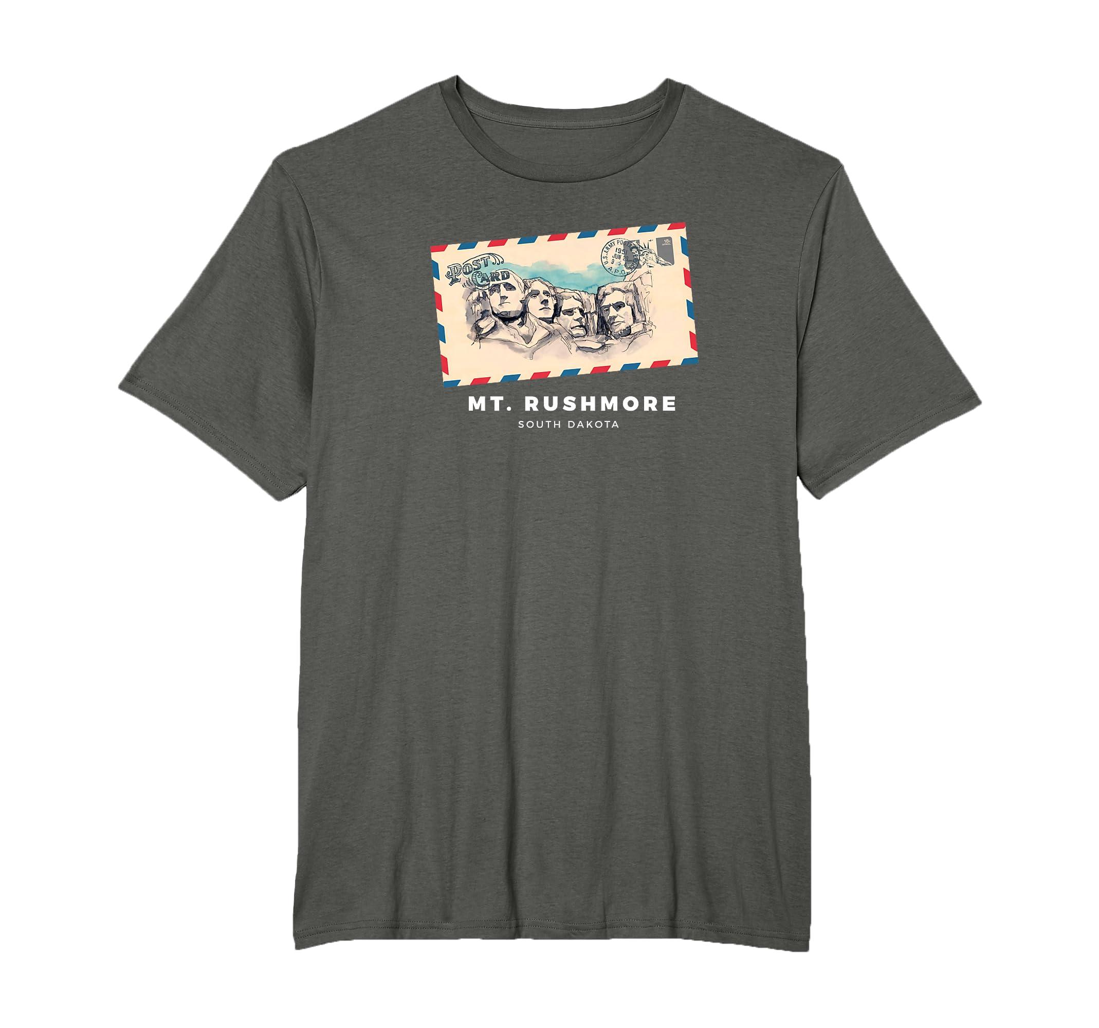 Watercolor Mt Rushmore Postcard T-Shirt - Graphic Print Unisex - T-Shirt, Sweatshirt, Hoodie
