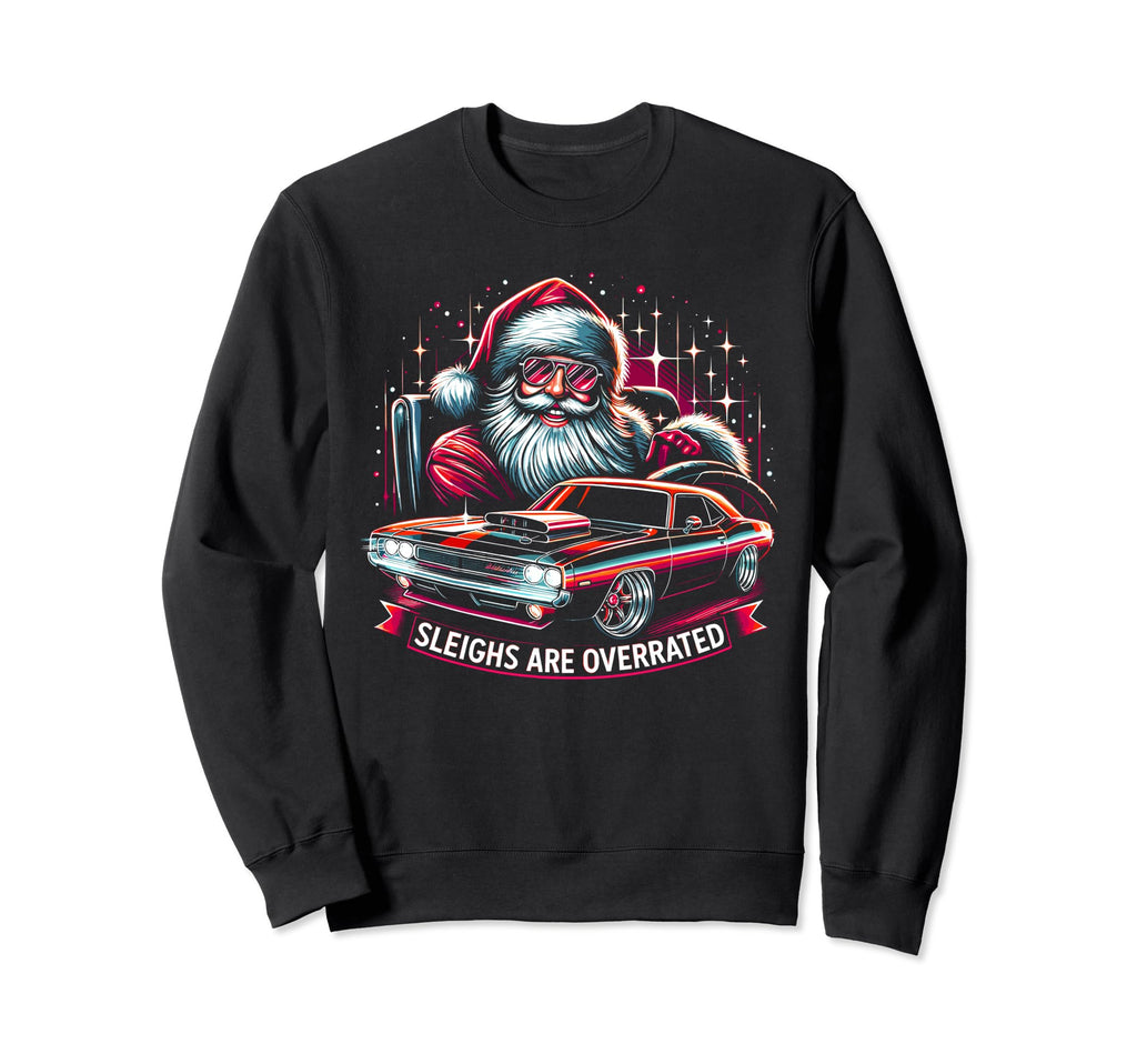 Muscle Car Santa Hotrod V8 Enthusiast Sweatshirt - Novelty Apparel Unisex - T-Shirt, Sweatshirt, Hoodie