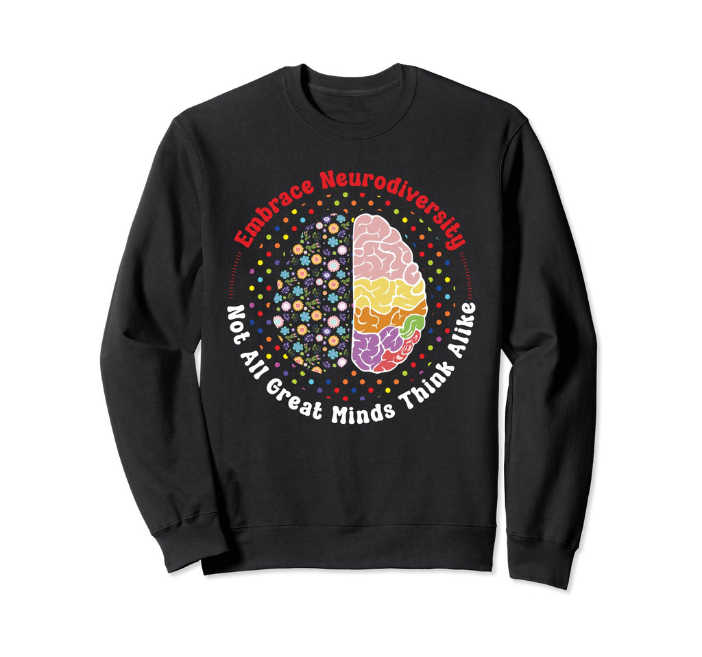 Embrace Neurodiversity Brain Sweatshirt - Minimalist Print for Adults - T-Shirt, Sweatshirt, Hoodie