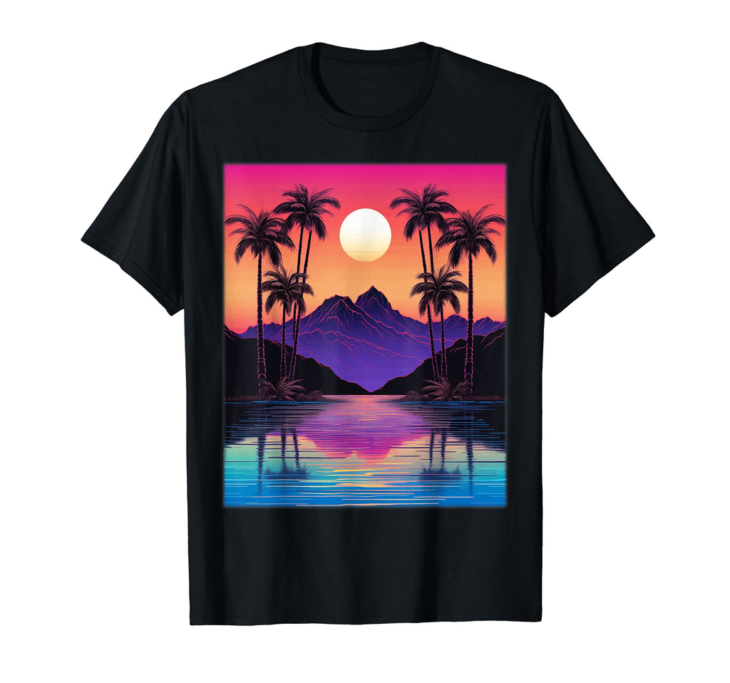 Vaporwave Aesthetic Sunset T-Shirt - Aesthetic Graphic for Adults - T-Shirt, Sweatshirt, Hoodie