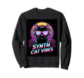 Synth Cat Vibes 80S Synthwave Sweatshirt - Aesthetic Graphic for Adults - T-Shirt, Sweatshirt, Hoodie
