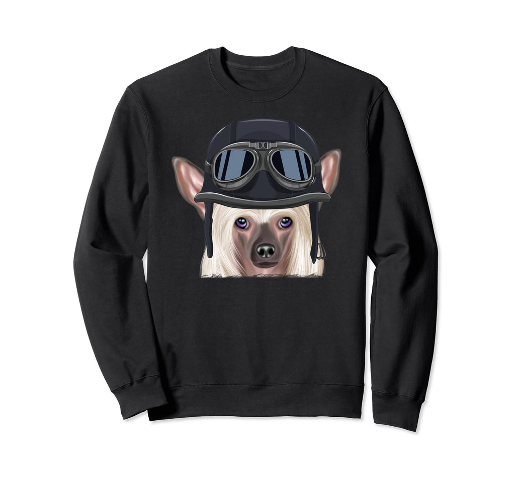 Funny Motorcycle Helmet Chinese Crested Sweatshirt - Unique Graphic Unisex - T-Shirt, Sweatshirt, Hoodie
