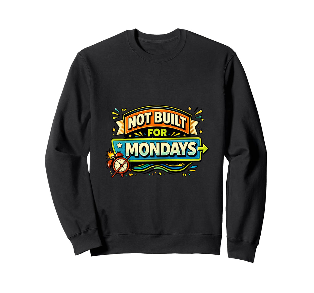 Not Built Mondays Funny Typography Sweatshirt - Casual Everyday Wear Unisex - T-Shirt, Sweatshirt, Hoodie