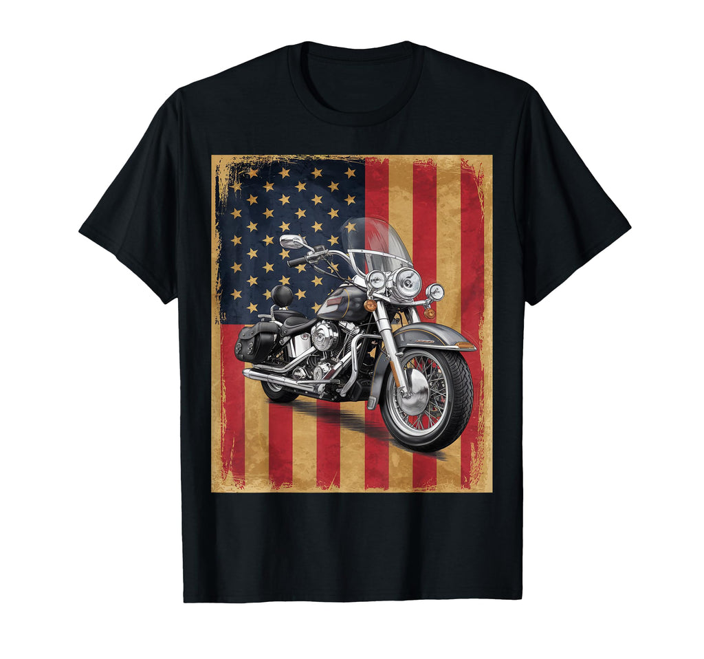 American Flag Motorcycle Cruiser T-Shirt - Fun Novelty Design Men Women - T-Shirt, Sweatshirt, Hoodie