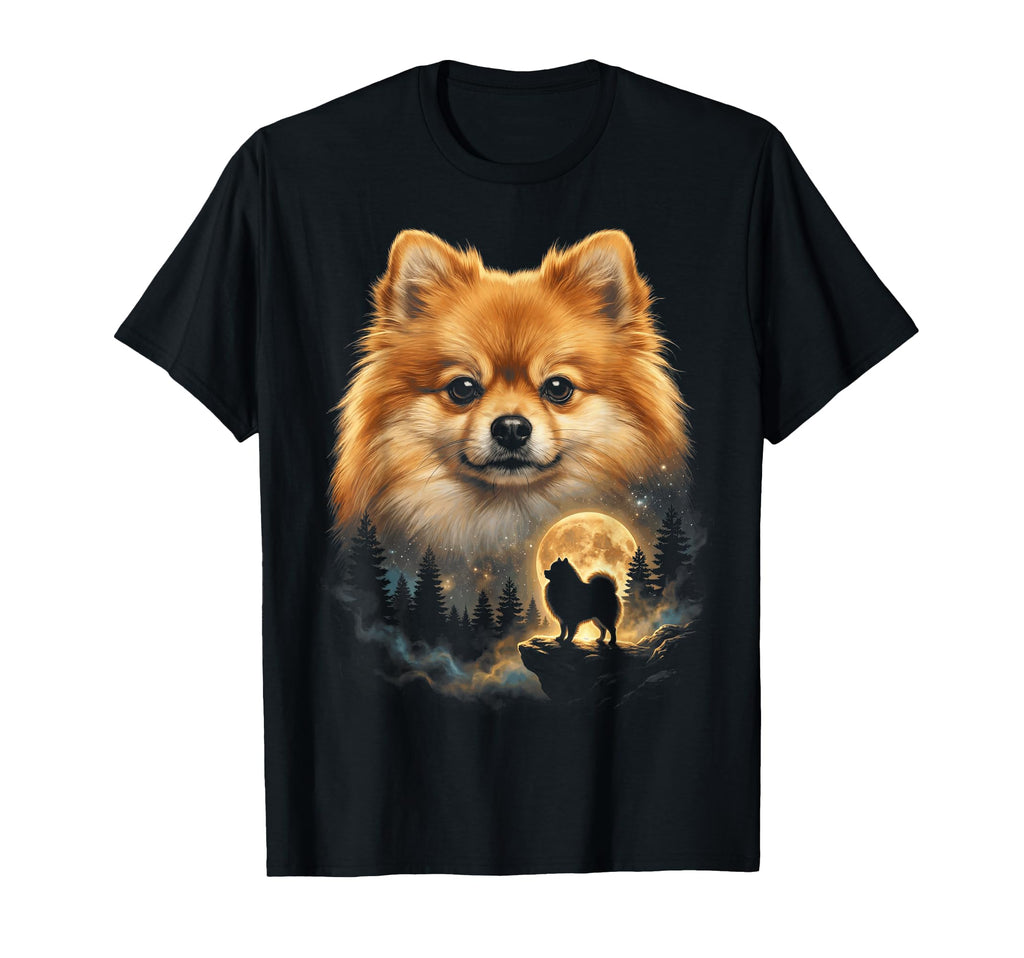 Pomeranian Art Celestial Moon T-Shirt - Fun Novelty Design for Adults - T-Shirt, Sweatshirt, Hoodie