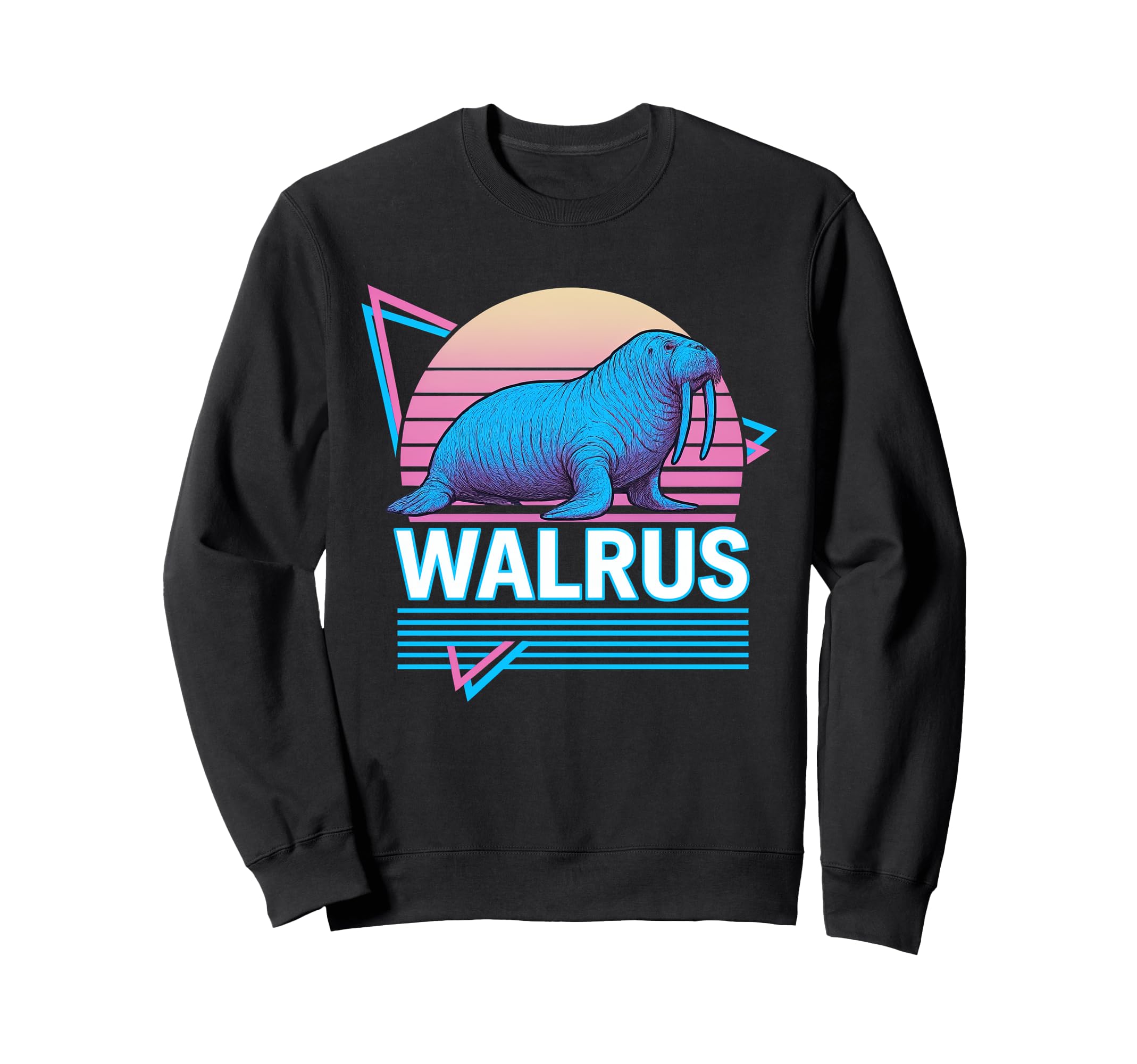 Walrus Synthwave Aesthetic Animal Lover Sweatshirt - Unique Graphic Unisex - T-Shirt, Sweatshirt, Hoodie