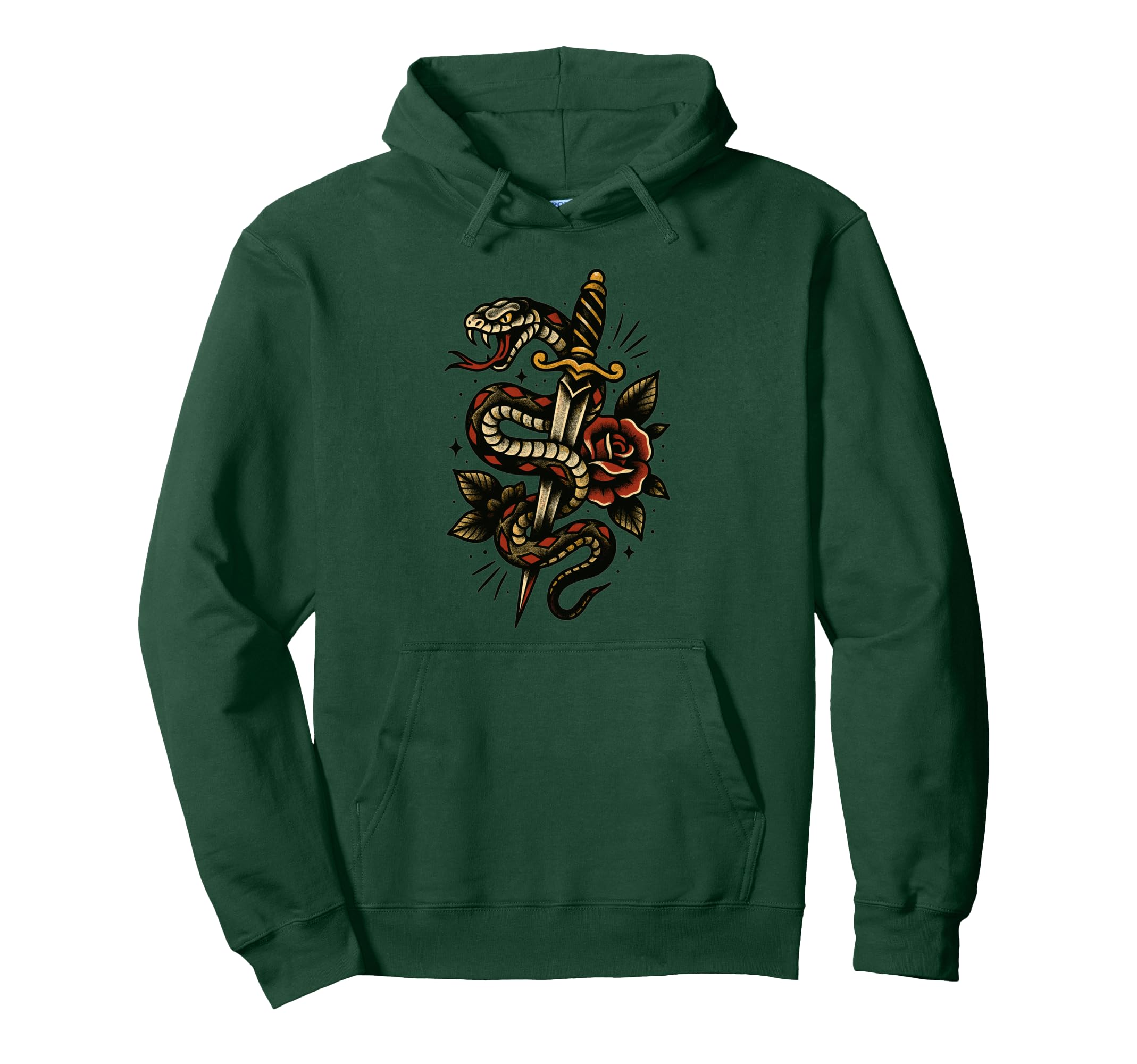 Snake Tattoo Serpent Dagger And Rose Hoodie - Custom Art Print Unisex - T-Shirt, Sweatshirt, Hoodie