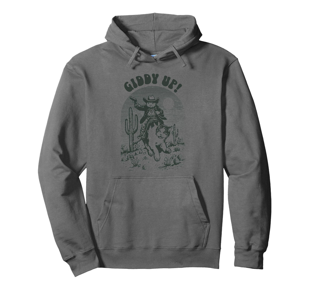 Cowboy Mouse Riding Cat Western Rodeo Hoodie - Custom Art Print Unisex - T-Shirt, Sweatshirt, Hoodie