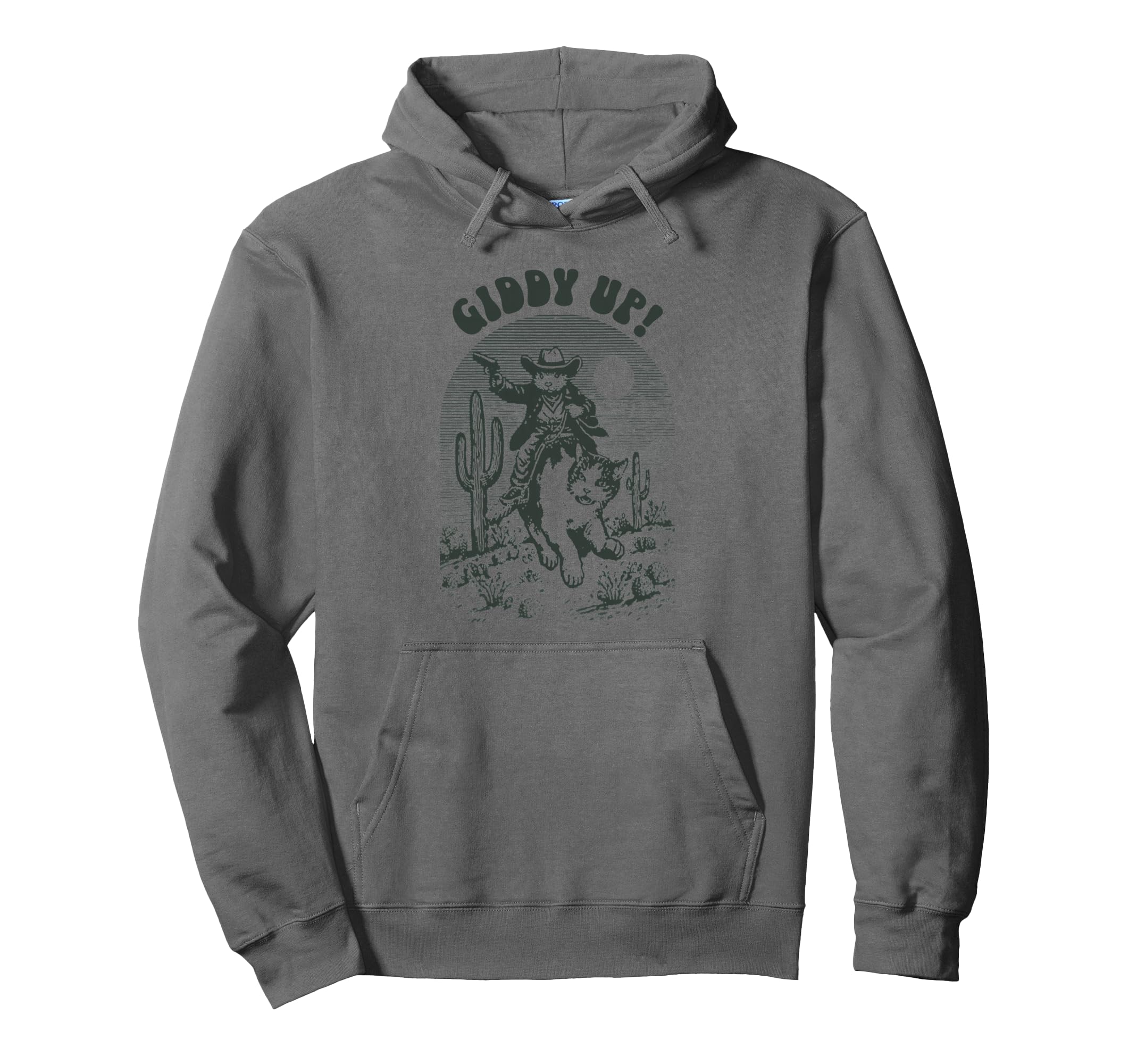 Cowboy Mouse Riding Cat Western Rodeo Hoodie - Custom Art Print Unisex - T-Shirt, Sweatshirt, Hoodie