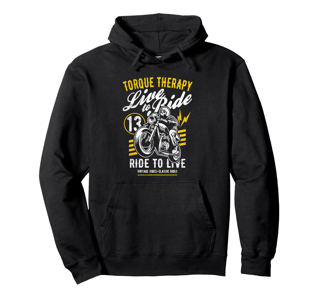 Torque Therapy Motorcycle Rider Skull Hoodie - Casual Everyday Wear Unisex - T-Shirt, Sweatshirt, Hoodie