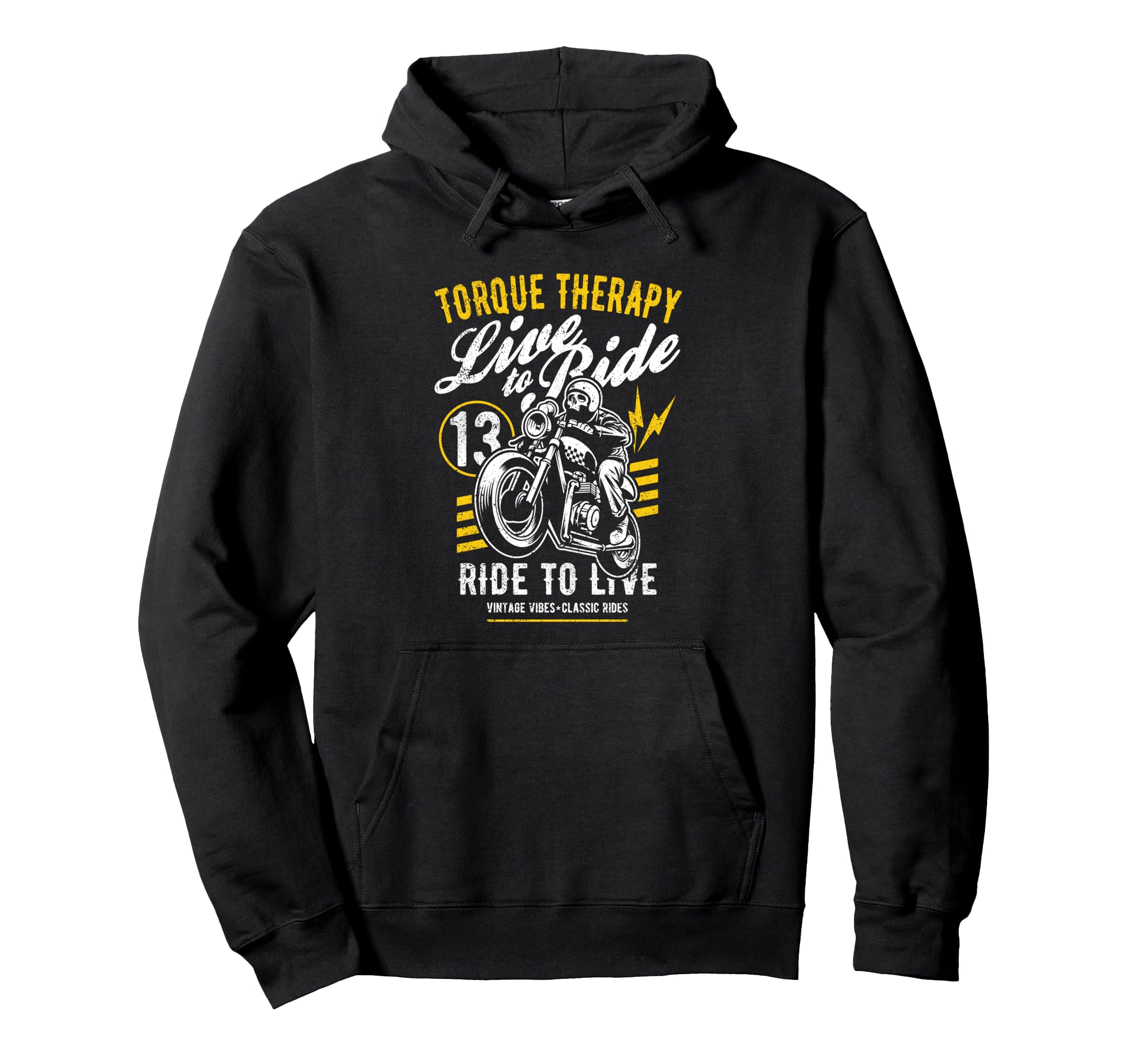 Torque Therapy Motorcycle Rider Skull Hoodie - Casual Everyday Wear Unisex - T-Shirt, Sweatshirt, Hoodie