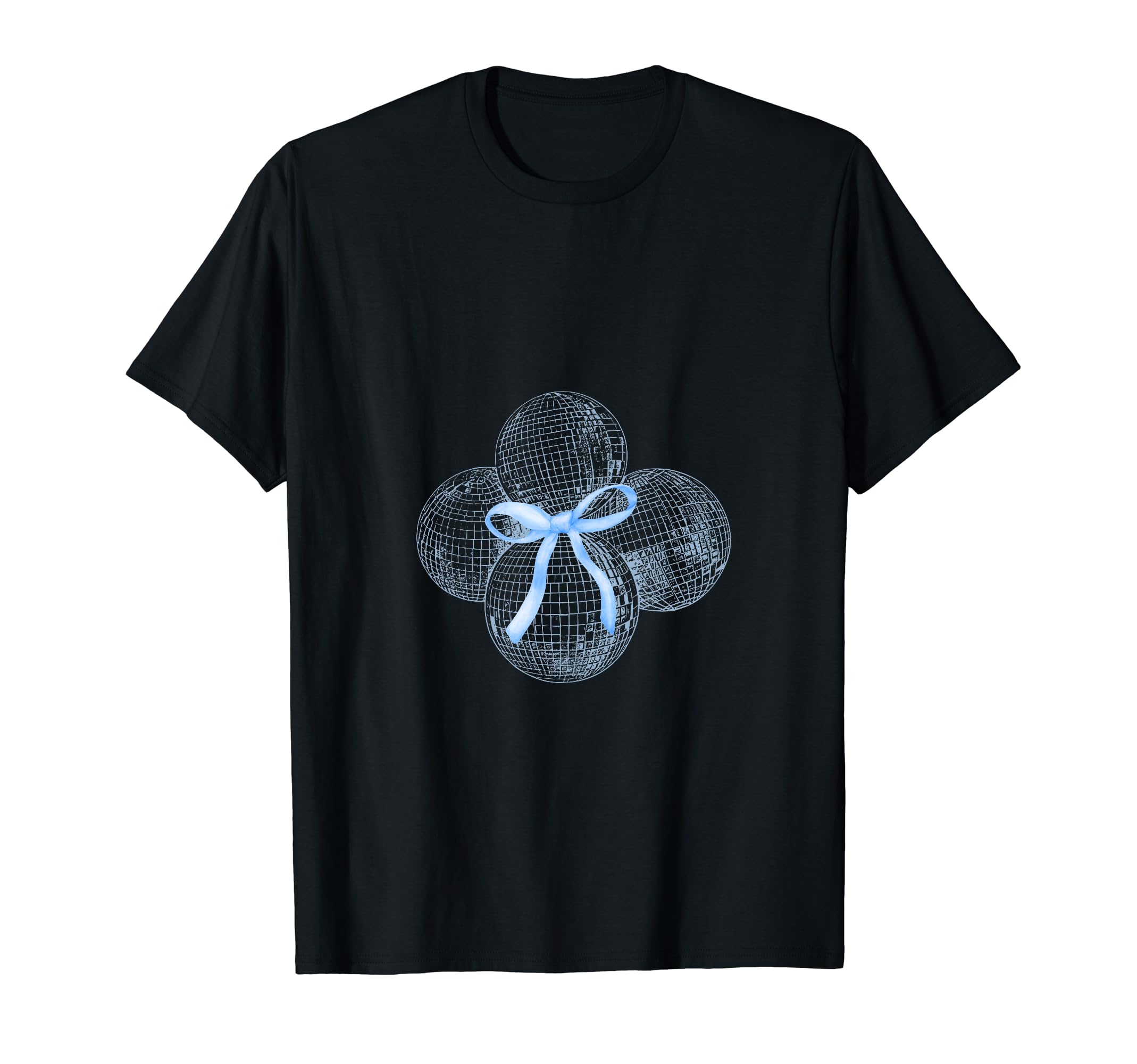 Disco Ball Blue Bow Coquette Girly Aesthetic T-Shirt - Graphic Print Unisex - T-Shirt, Sweatshirt, Hoodie