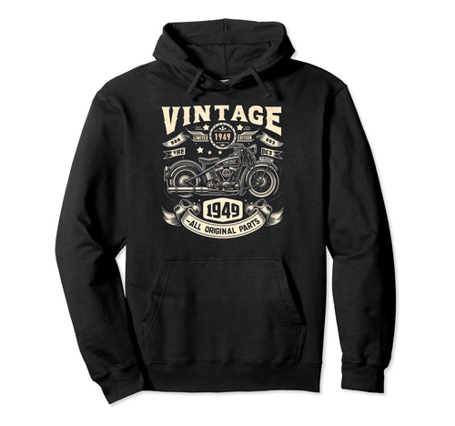 1949 Born 1949 75Th Birthday Motorcycle Hoodie - Graphic Print Unisex - T-Shirt, Sweatshirt, Hoodie