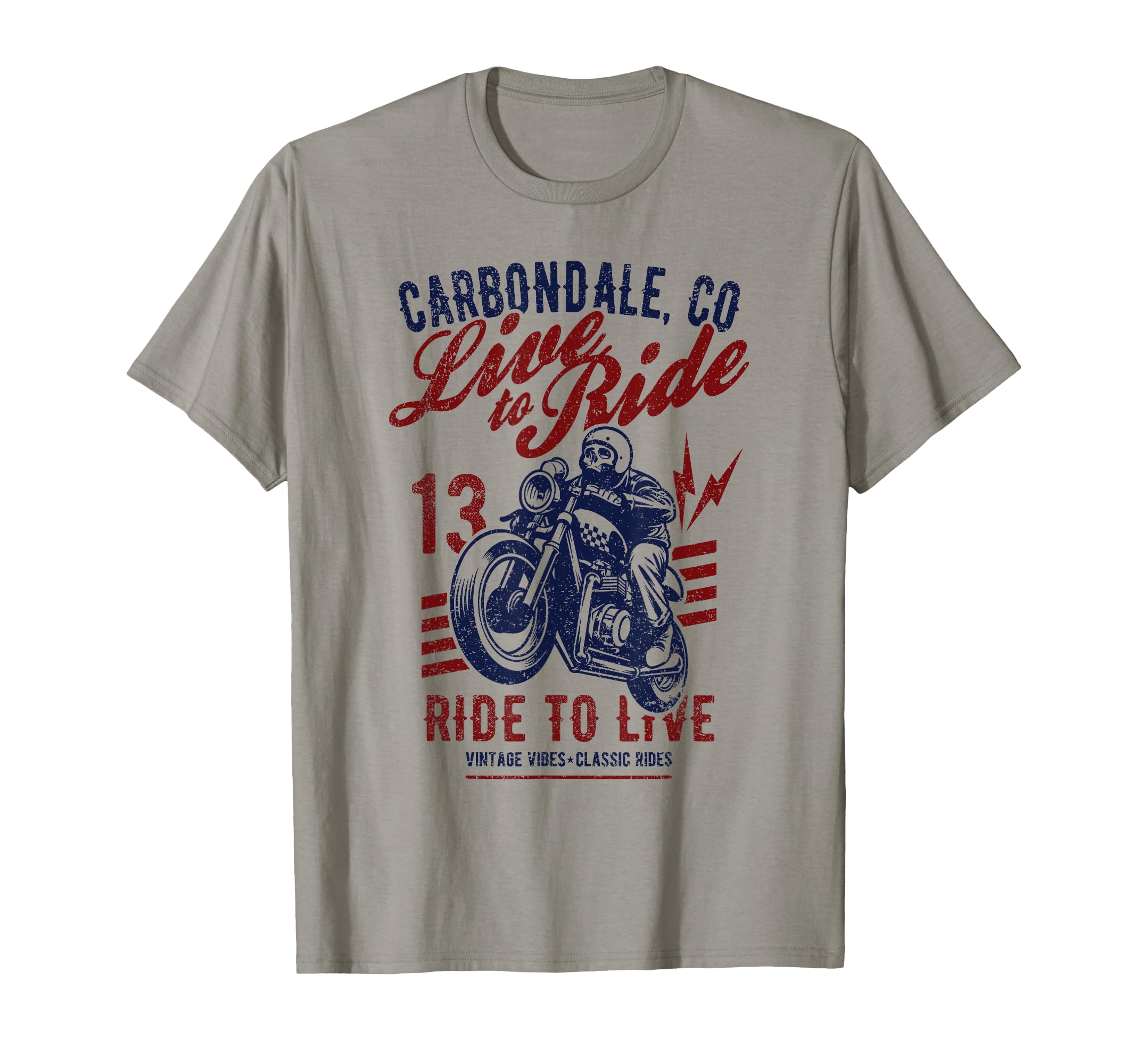 Carbondale Colorado Motorcycle Skull T-Shirt - Novelty Apparel for Adults - T-Shirt, Sweatshirt, Hoodie