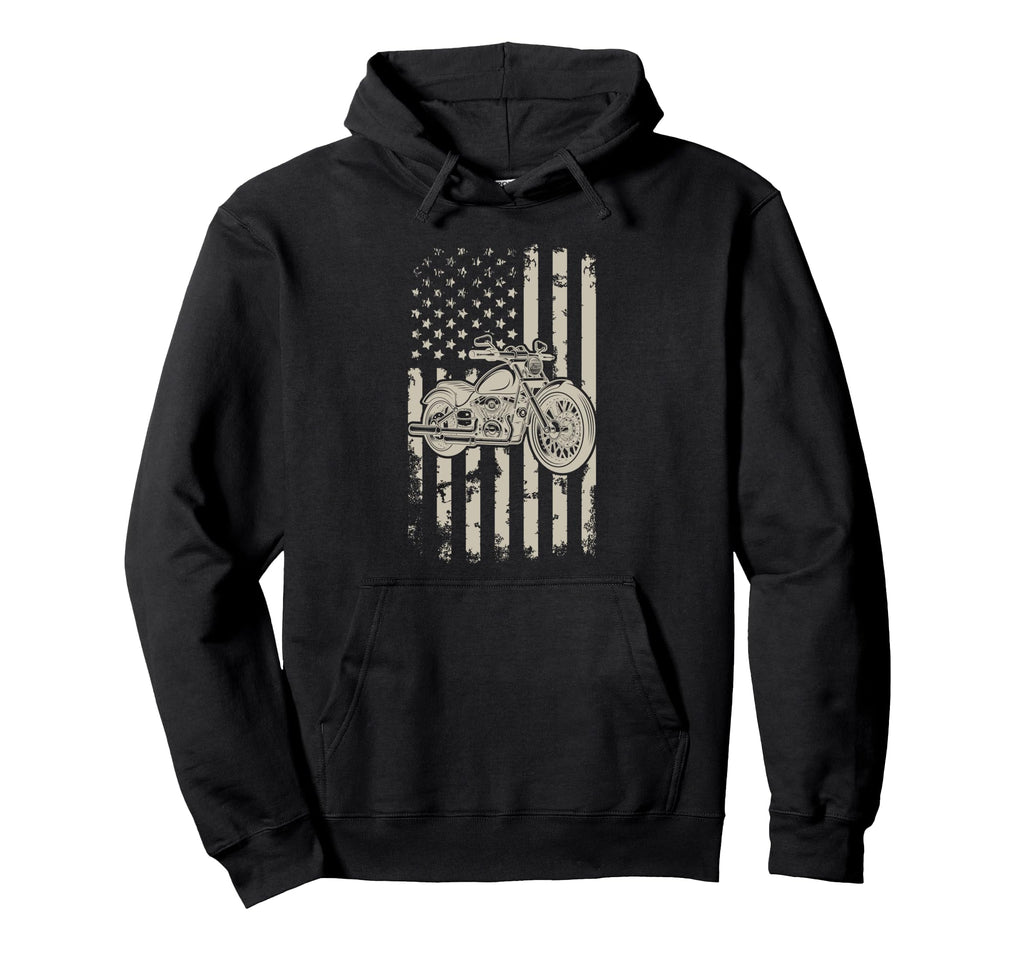Motorcycle Biker Rider Usa American Flag Hoodie - Streetwear Style Unisex - T-Shirt, Sweatshirt, Hoodie