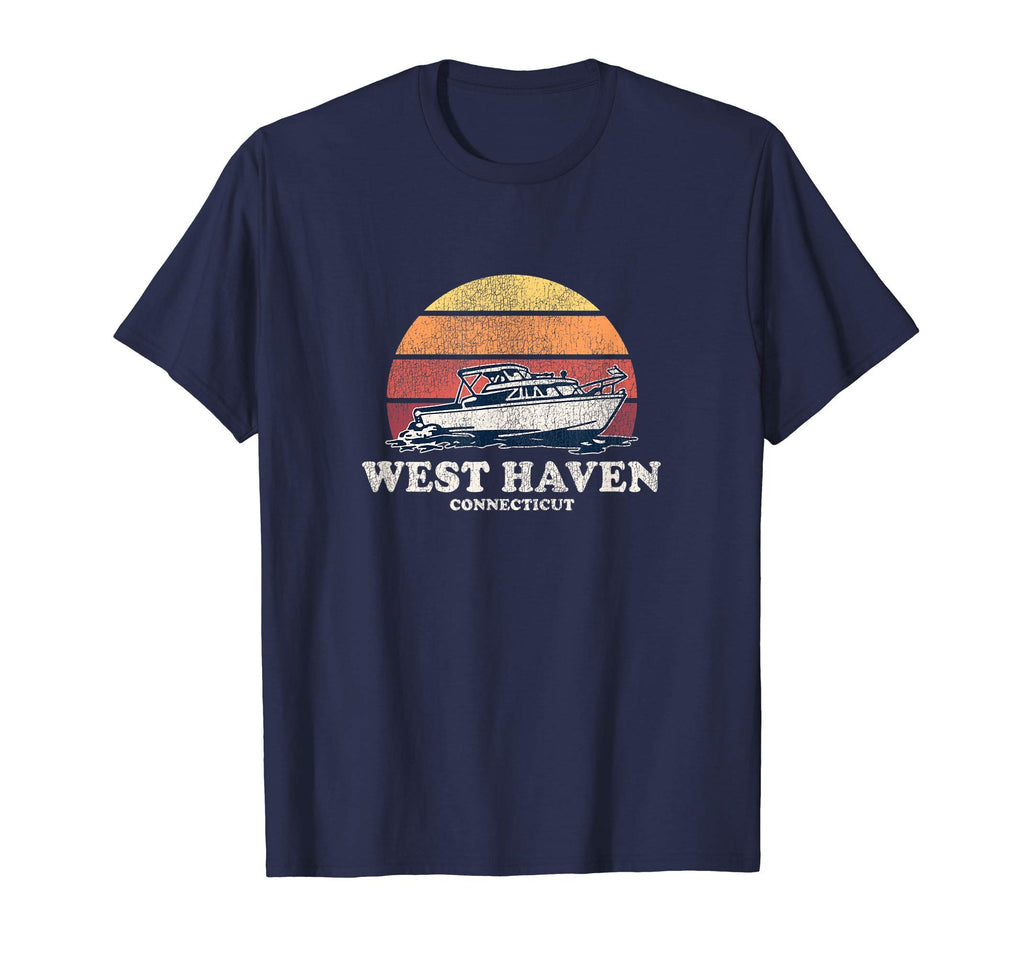 West Haven Ct Boating 70S Boat T-Shirt - Novelty Apparel for Adults - T-Shirt, Sweatshirt, Hoodie