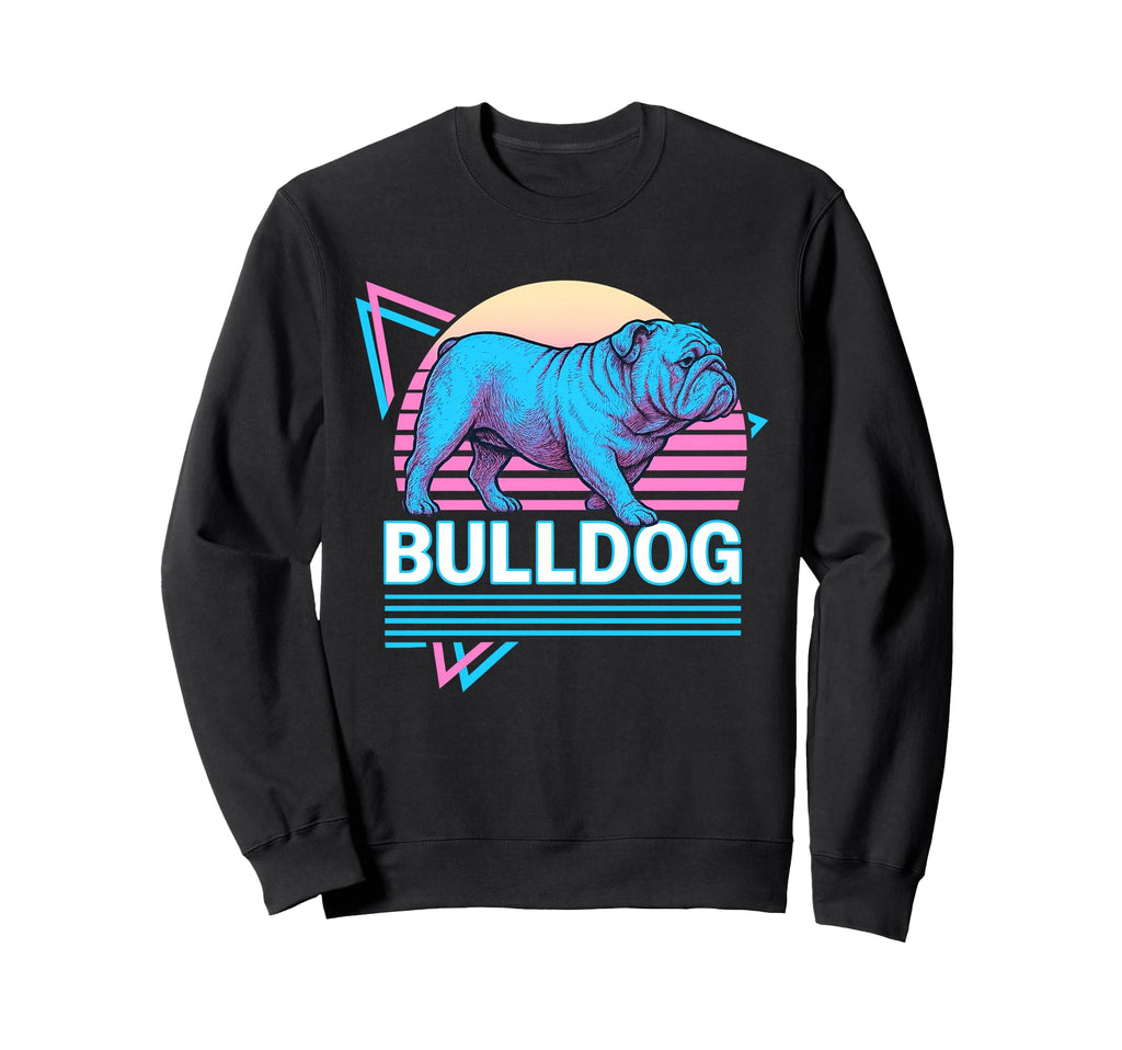English Bulldog Synthwave Aesthetic Sweatshirt - Trendy Graphic Men Women - T-Shirt, Sweatshirt, Hoodie